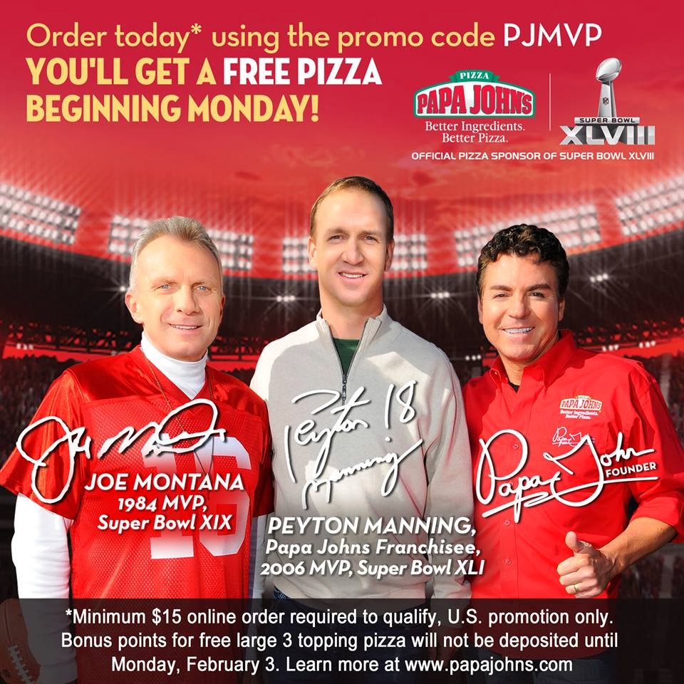 Jon Heath Papa John's Announces Special Super Bowl 2014 Pizza Deal