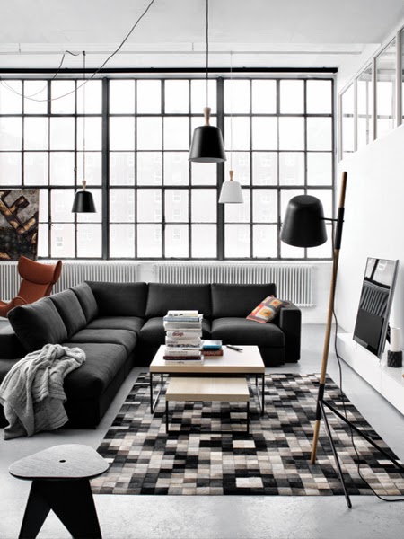 Dywan czarno biały Sofa z salonu BoConcept