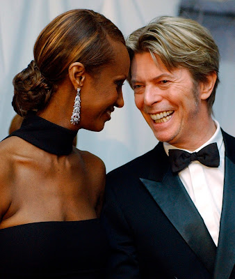 David Bowie and his wife Iman at the Council of Fashion Designers of America Awards in New York City 2002