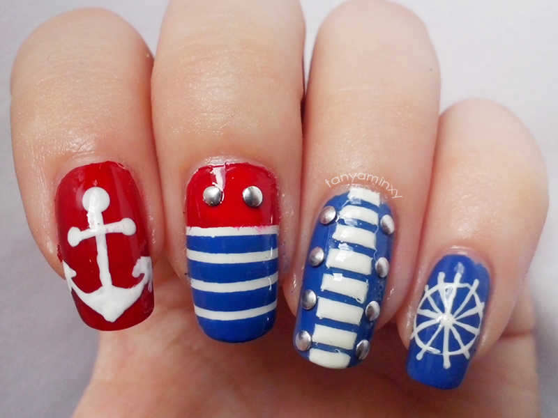 Navy Nautical Marine Nails