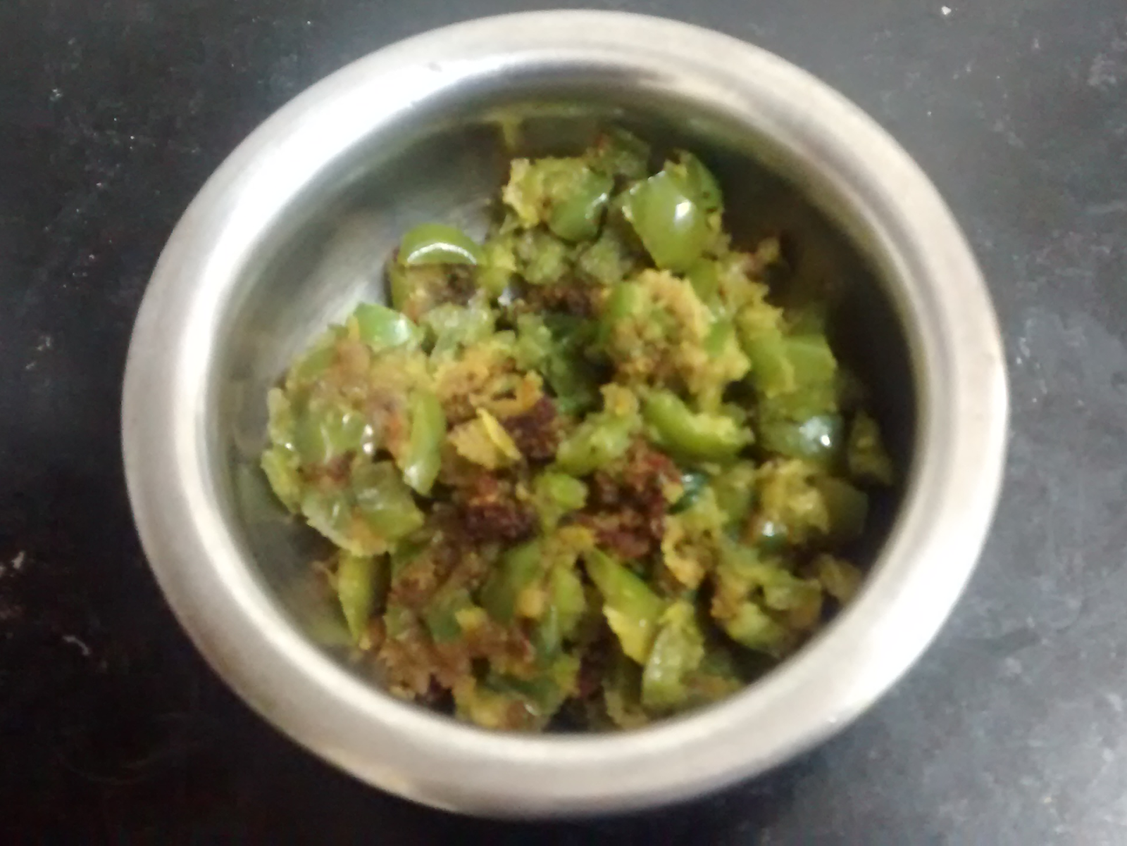Delicious Recipes By Bina Bhopli Mirchichi Peeth Perun Bhaji/ Capsicum