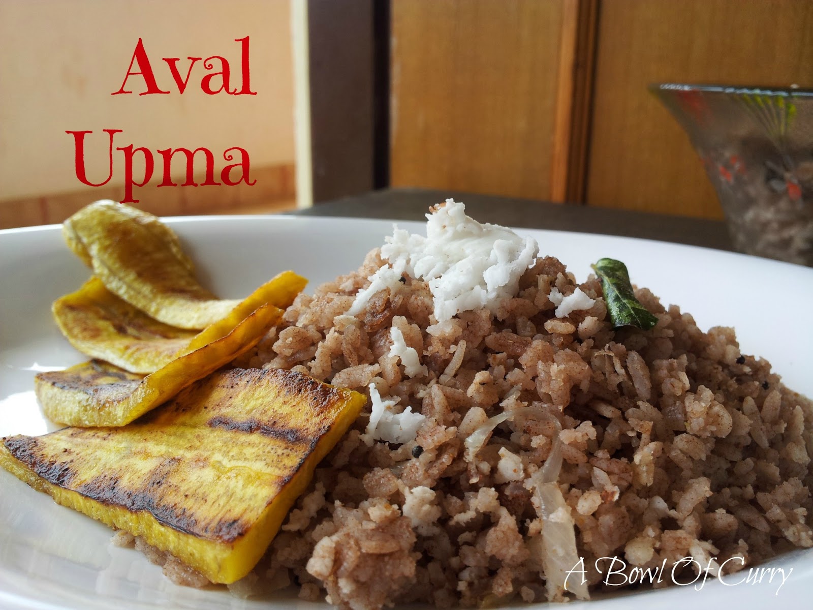 A Bowl Of Curry Aval /Beatan Rice / Rice Flakes Upma