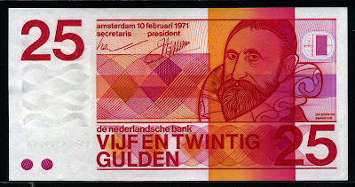 Netherlands money currency Dutch guilder 25 Gulden banknotes