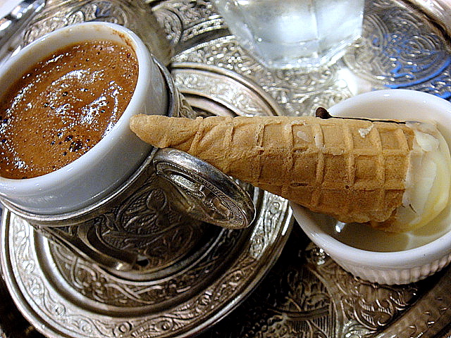 &quot;Turk Kahvesi&quot; _ freshly brewed coffee, nicely presented with a cone of
