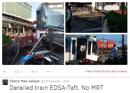 MRT Train Derailed on EDSA-Taft with atleast 10 Passengers Injured MRT Train Derailed on EDSA-Taft with atleast 10 Passengers Injured