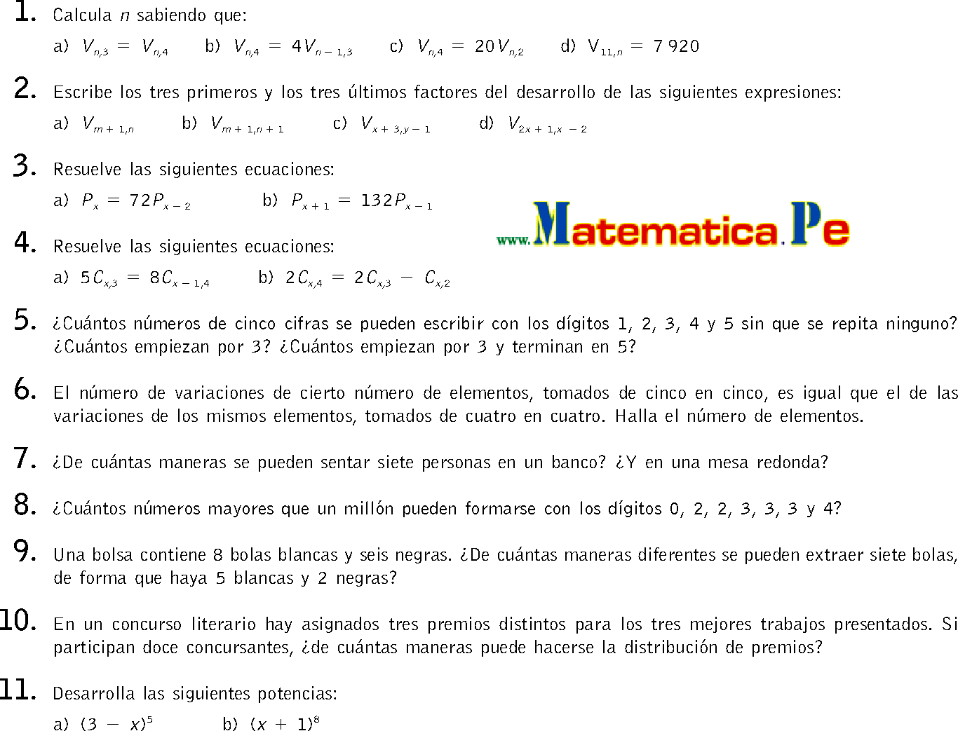 ECUACIONES COMBINATORIA ecuaciones combinatoria: