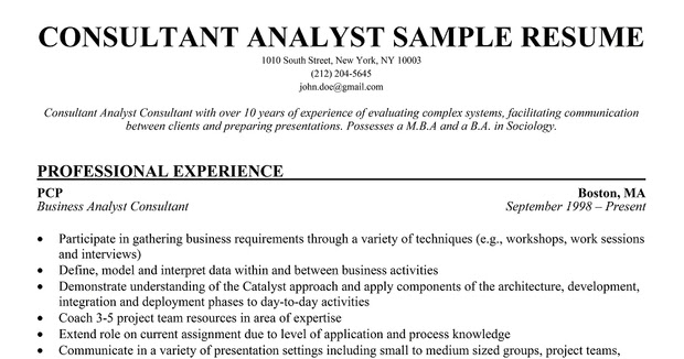 resume samples small business consultant resume