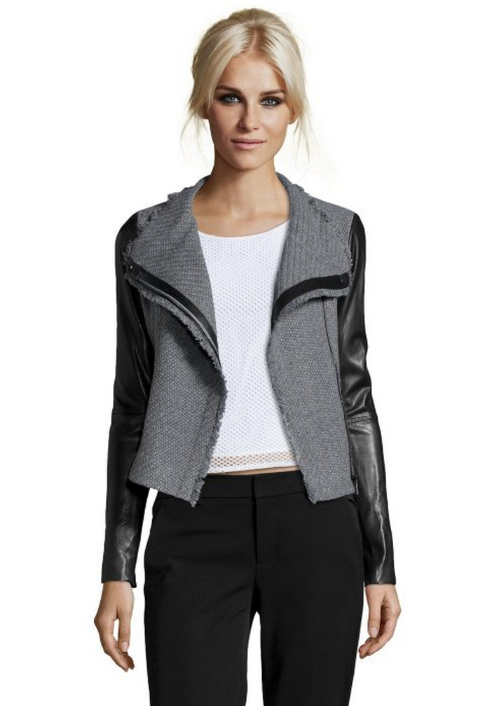 My Superficial Endeavors Vince Boucle Scuba Jacket With Leather Sleeves I Got This Jacket In Size Xs Too Which Is The Same As All My Other Vince Jackets Feel That One Fits A Little Bit Looser