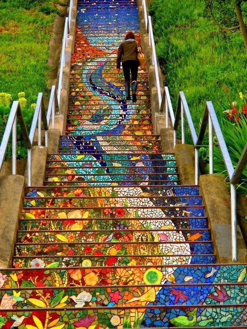 San Francisco's Secret Mosaic Staircase design Mosaic stairs design in San Francisco