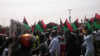 Biafra protest at Alaba International Market in Lagos