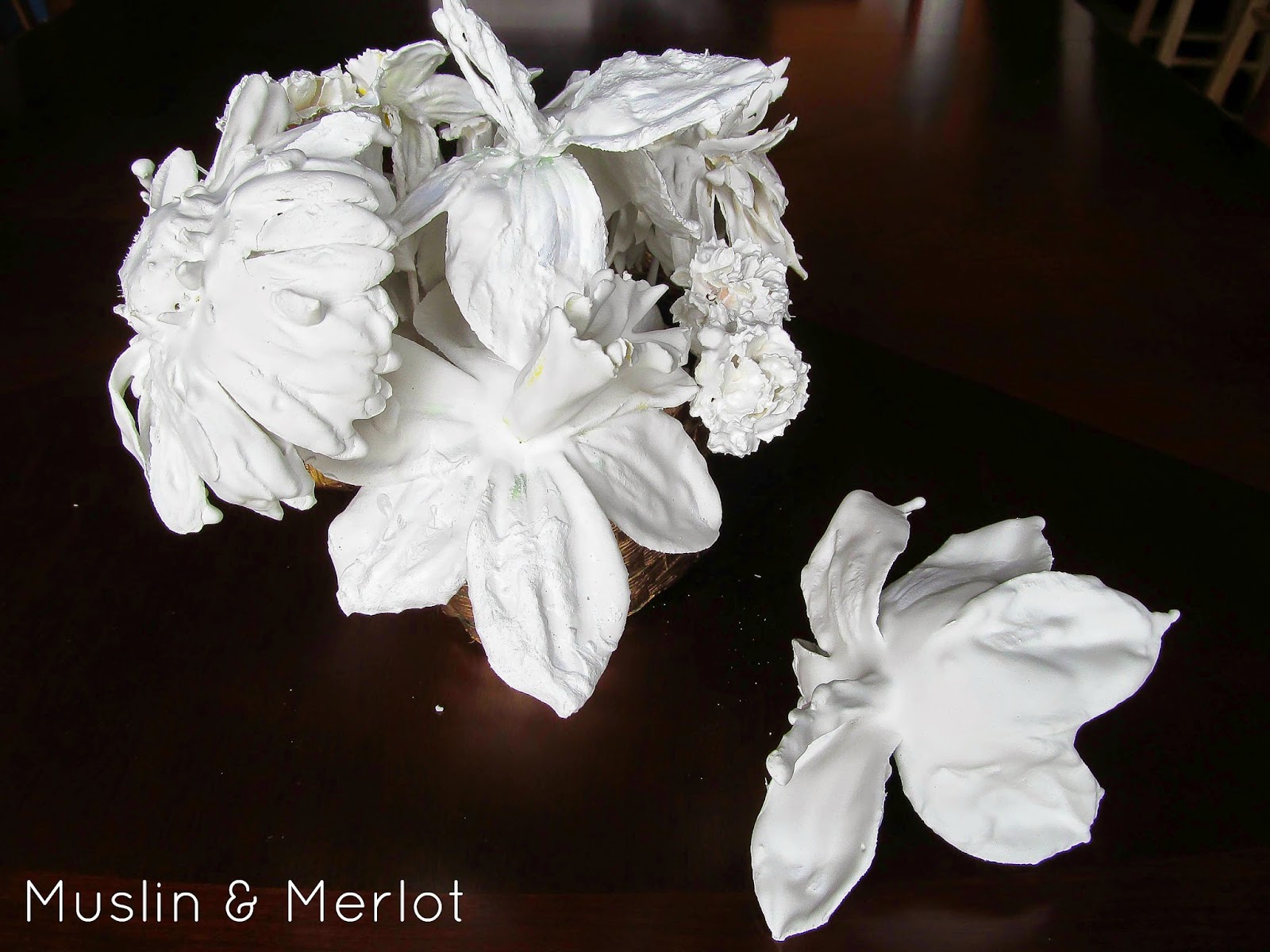 Plaster Dipped Flowers Muslin and Merlot