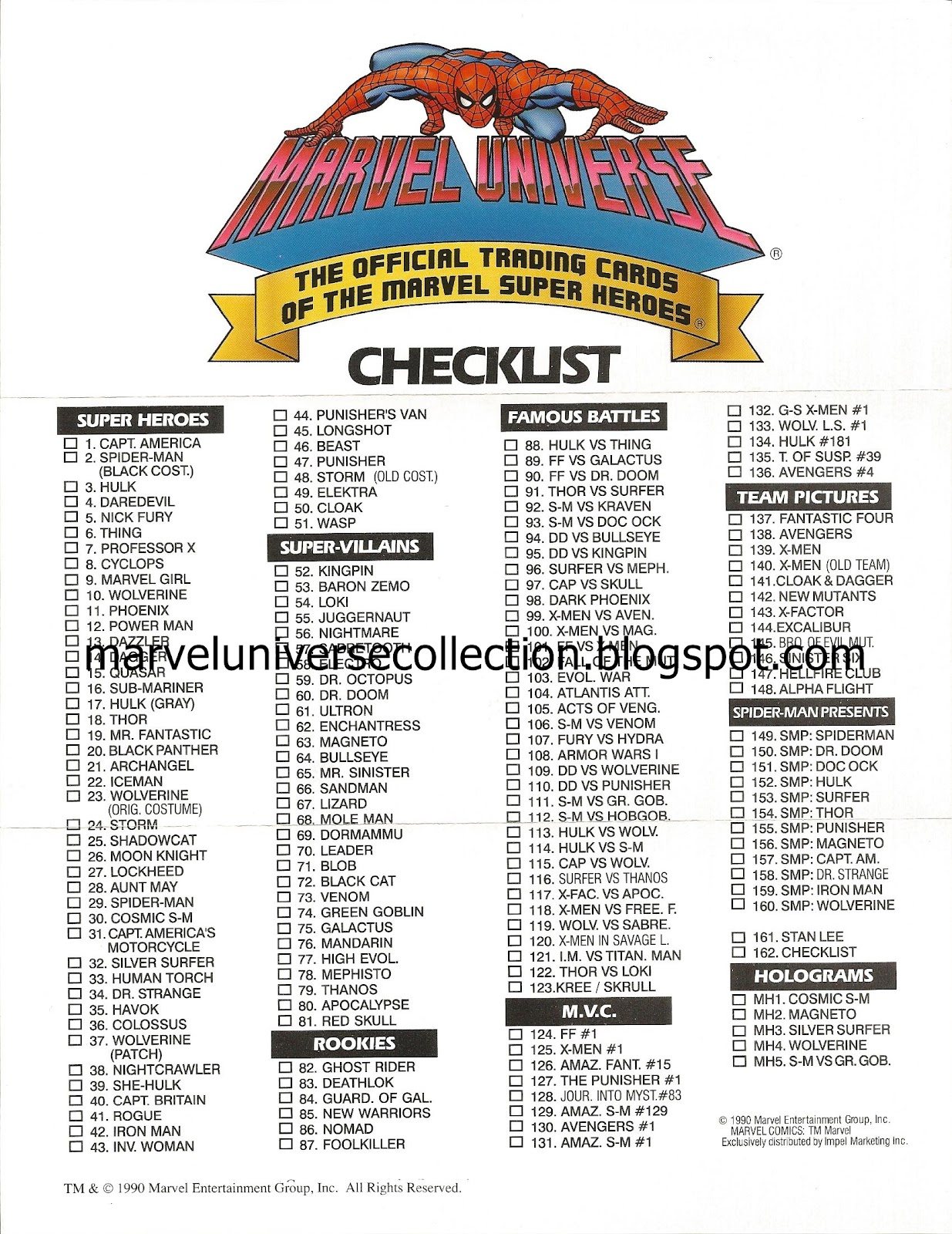 My Marvel Universe trading card collection Marvel Universe Series I