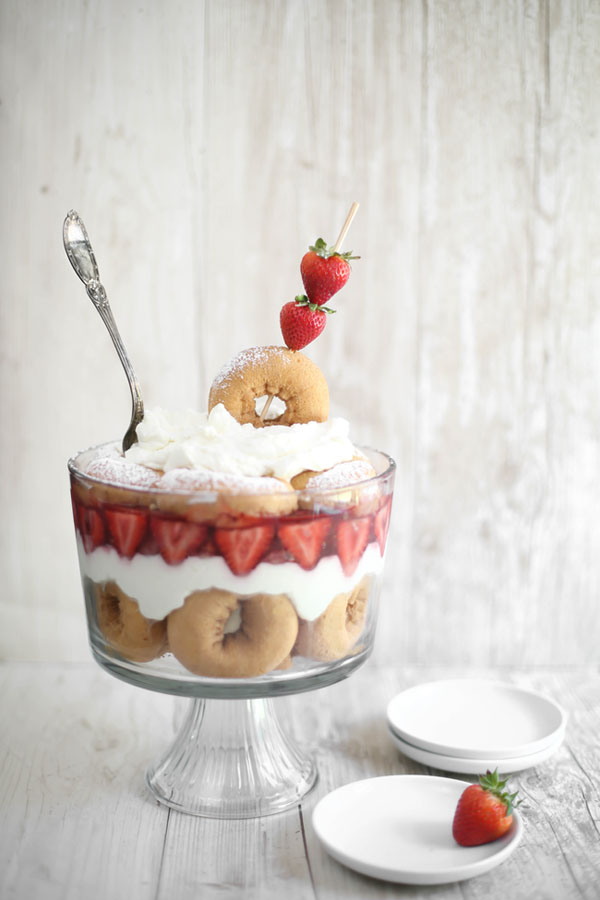 Strawberry Shortcake Doughnut Trifle | Sprinkle Bakes