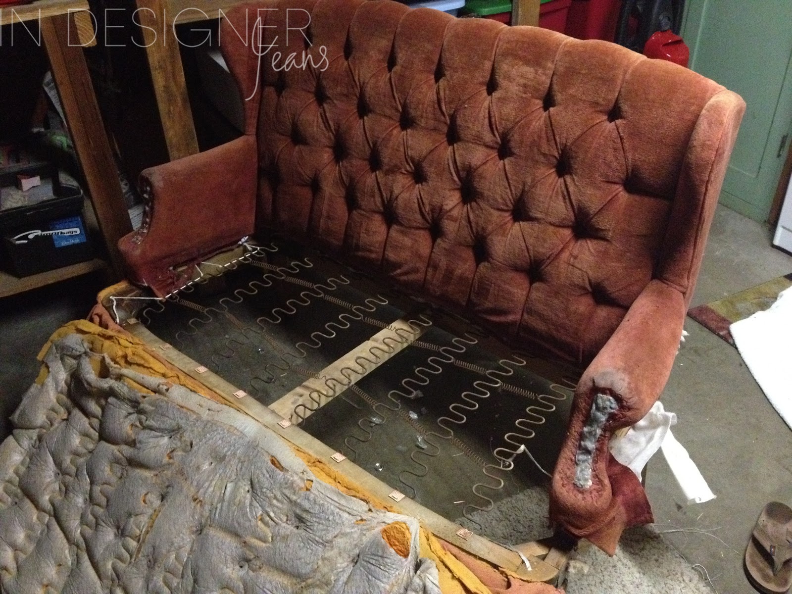 In Designer Jeans Love Seat Reupholstering!
