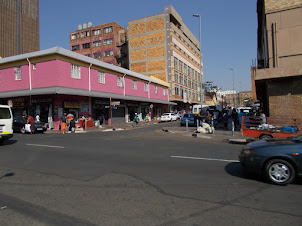 Street shops in Newton Precinct of Johannesburg.