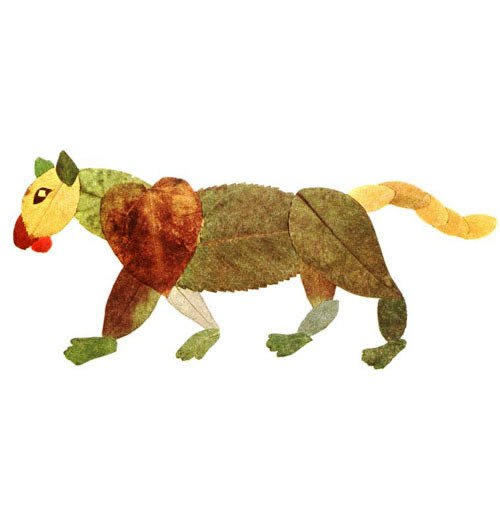 animal figure made of leaves craft art ideas
