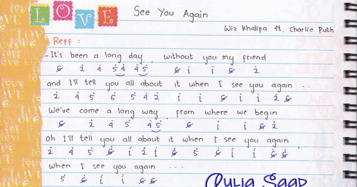 Not Angka Wiz Khalifa feat. Charlie Puth See You Again