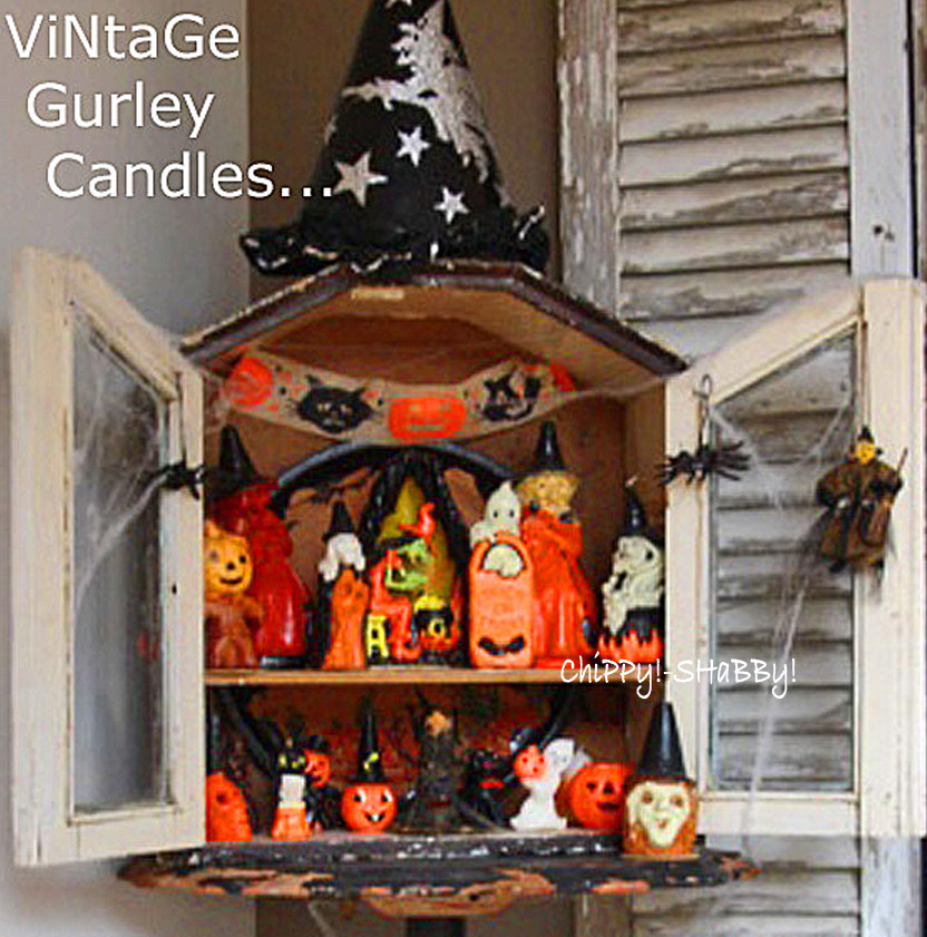 ChiPPy! SHaBBy! ViNtaGe GURLEY HaLLoWeeN CANDLES!*!*!