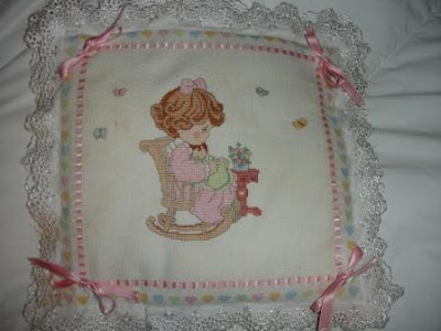 Baby Pillow Precious Moments Cross Stitch