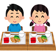 給食のイラスト「男の子と女の子」