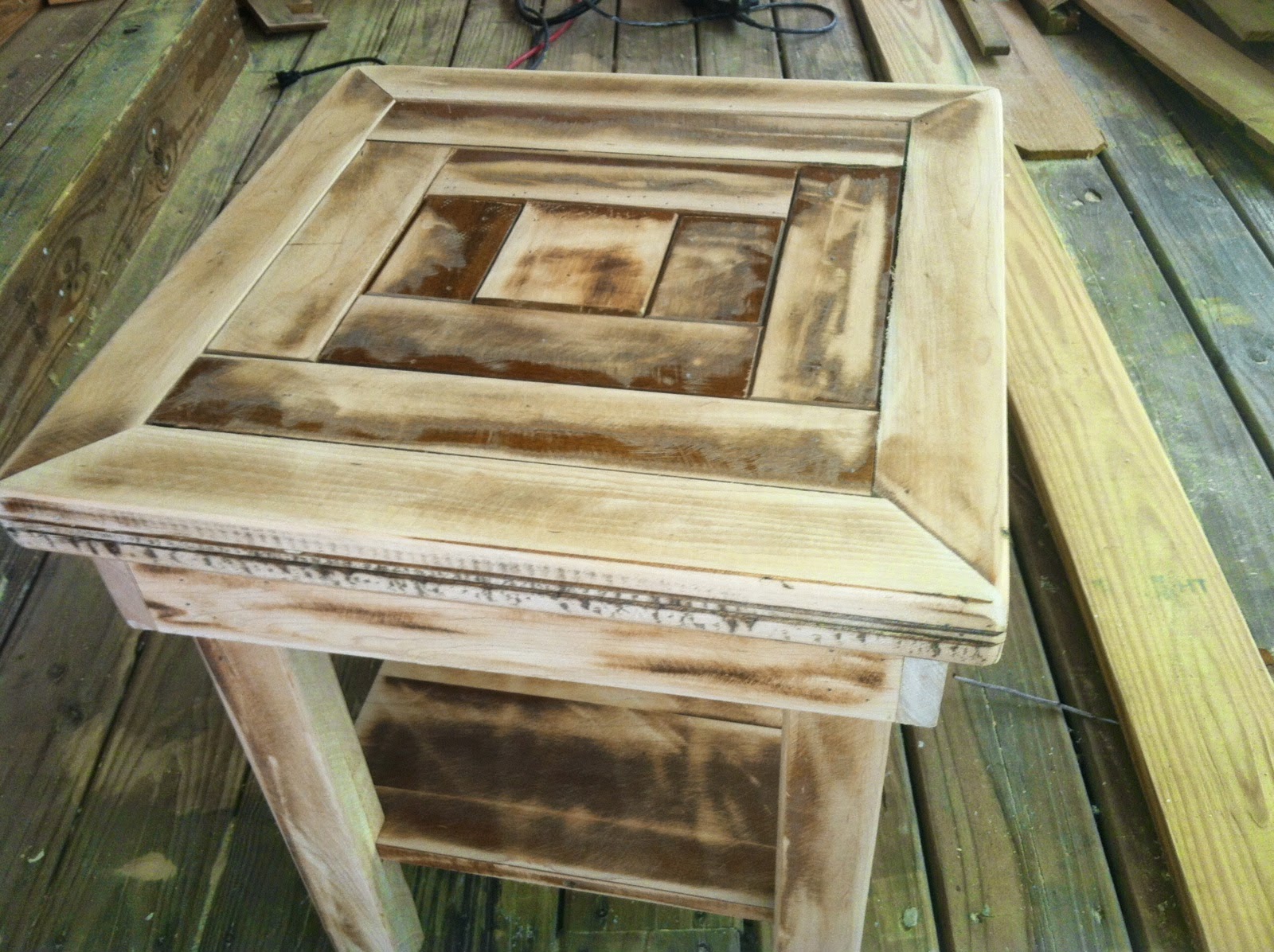 Contemporary Dining Room Table Bench table and ripped these hardwood remnants to create this unique, bold