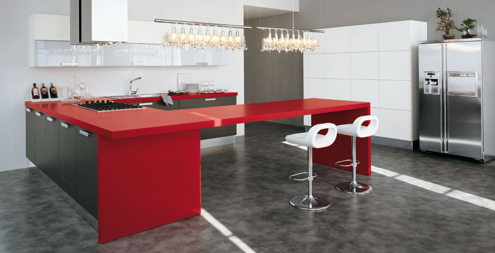 Cocinas en rojo pasión cocinas con estilo Imagenes de cocinas gris y blanca