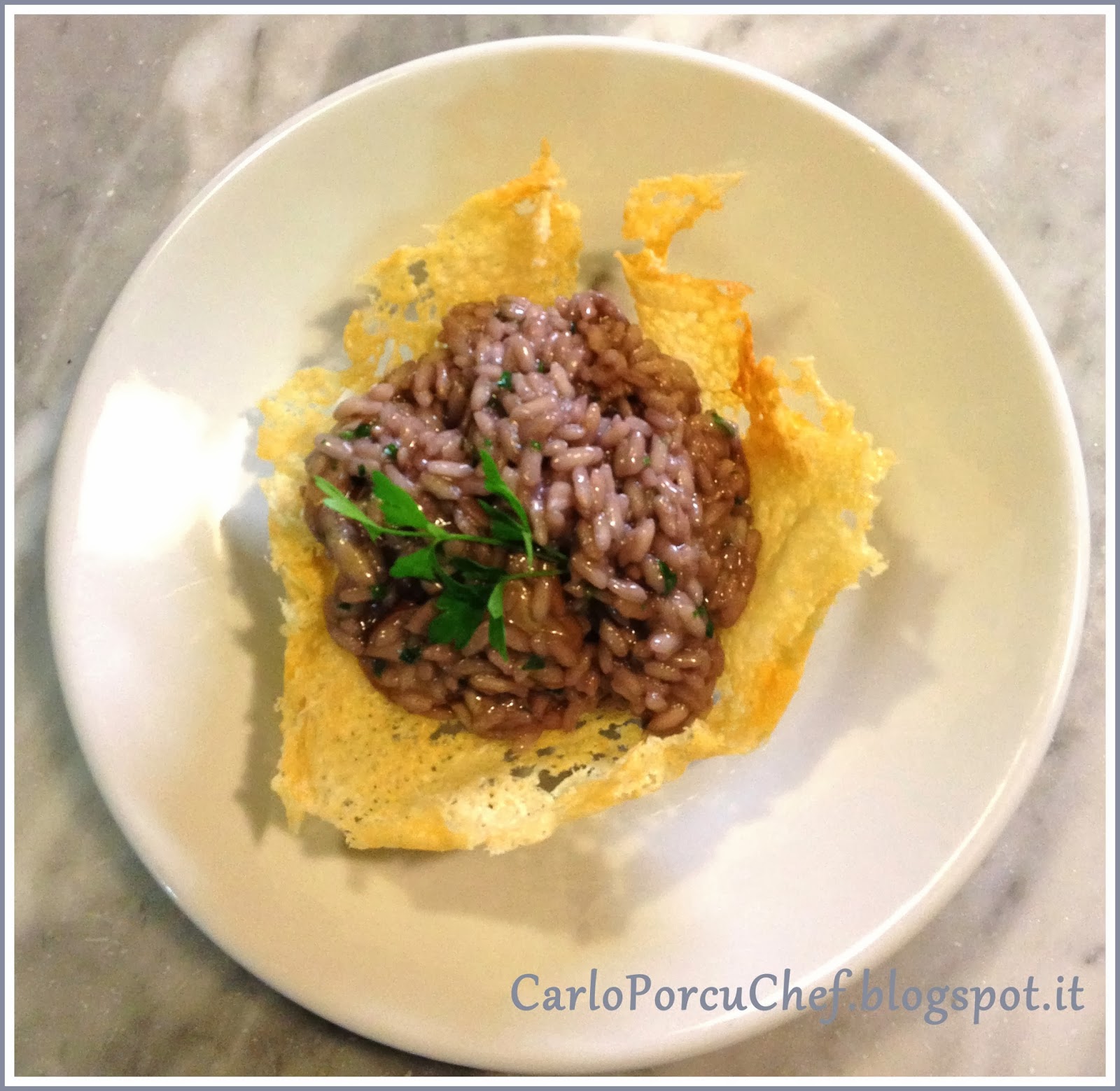 Carlo Porcu Chef Ricetta RISOTTO ai PORCINI e VINO ROSSO DI