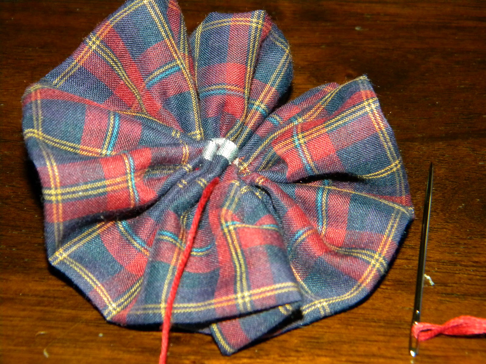 The Quirky Crafting Shmoogle Bean Tartan Gathered Fabric Flower