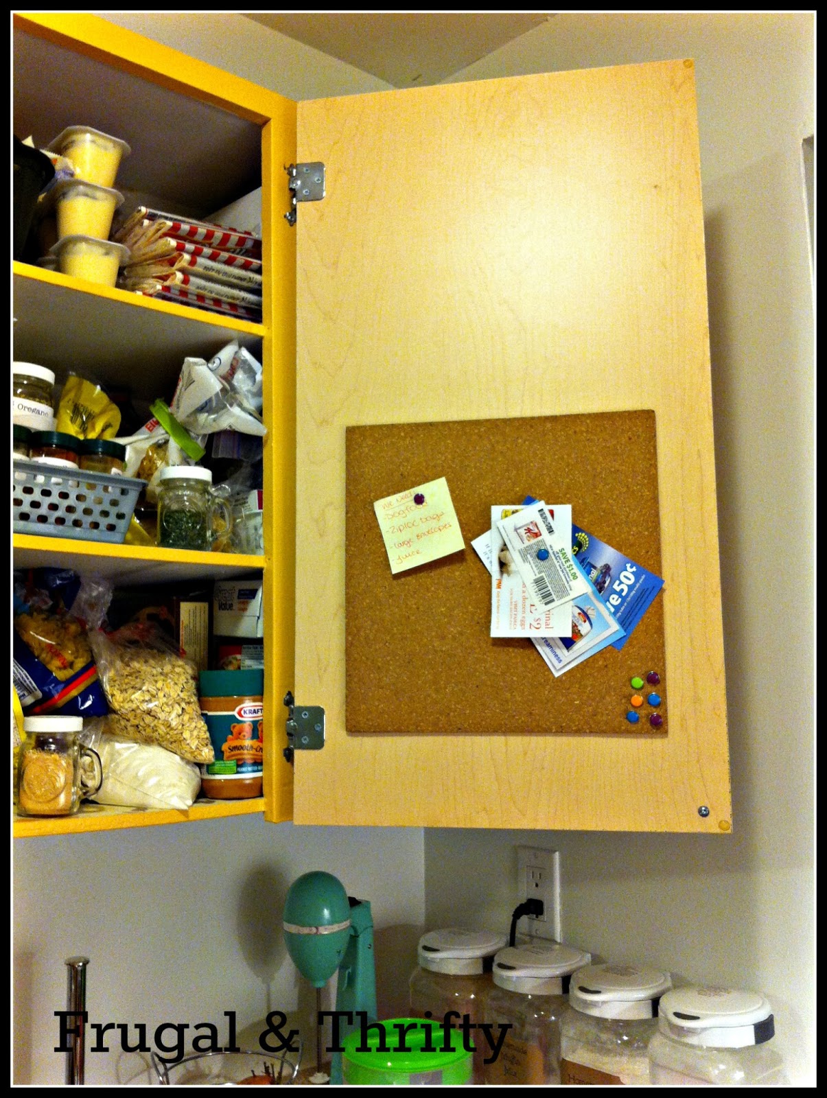Frugal & Thrifty Cork Board Lined Kitchen