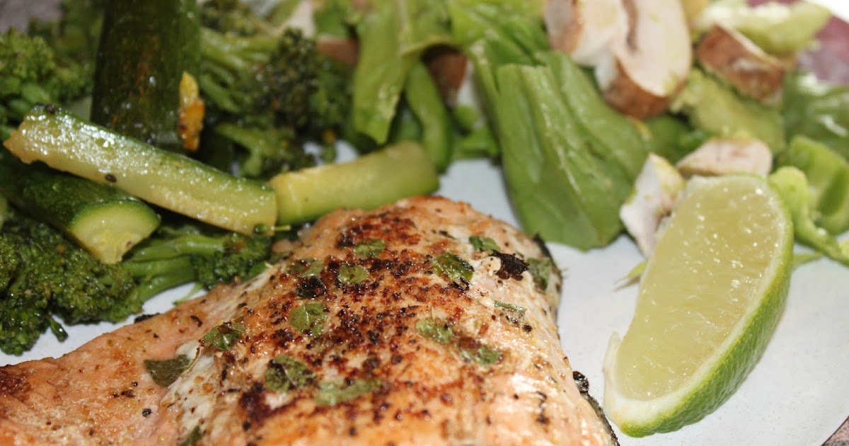 Brenana Bread Peppered Salmon with Lime and Oregano with Steamed