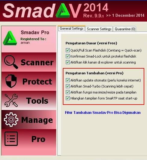 Pengaturan Tambahan Smadav Pro Rev.9.9 Cara Mengubah Smadav Free menjadi Smadav Pro Gratis