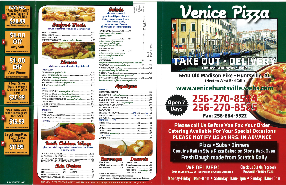 Huntsville Restaurants Venice Pizza