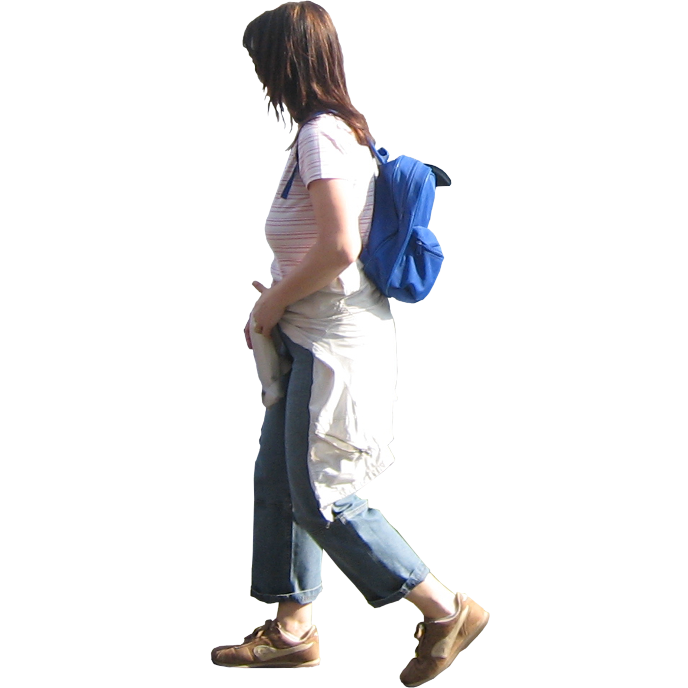 Immediate Entourage: Woman Walking with Backpack