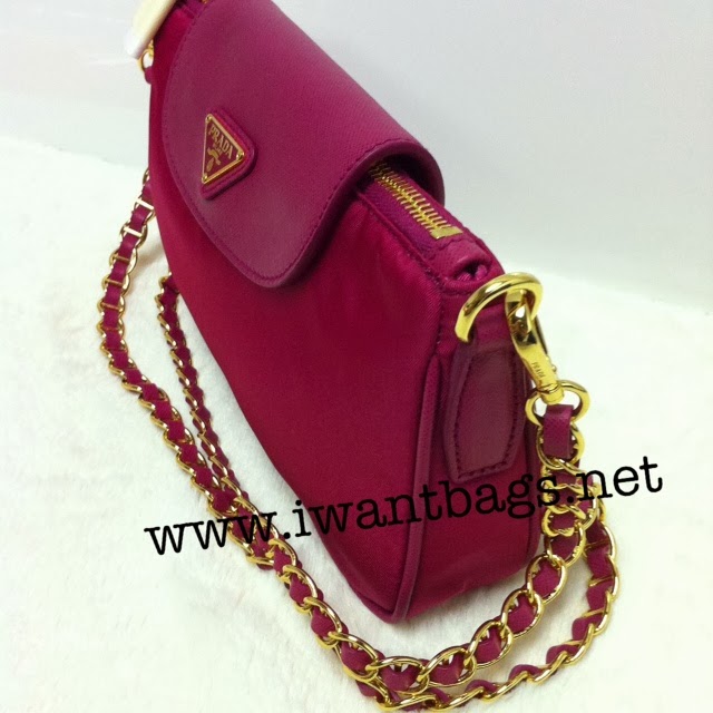 Prada Nylon Tessuto Saffiano Clutch Sling Bag BT0779 Ibisco