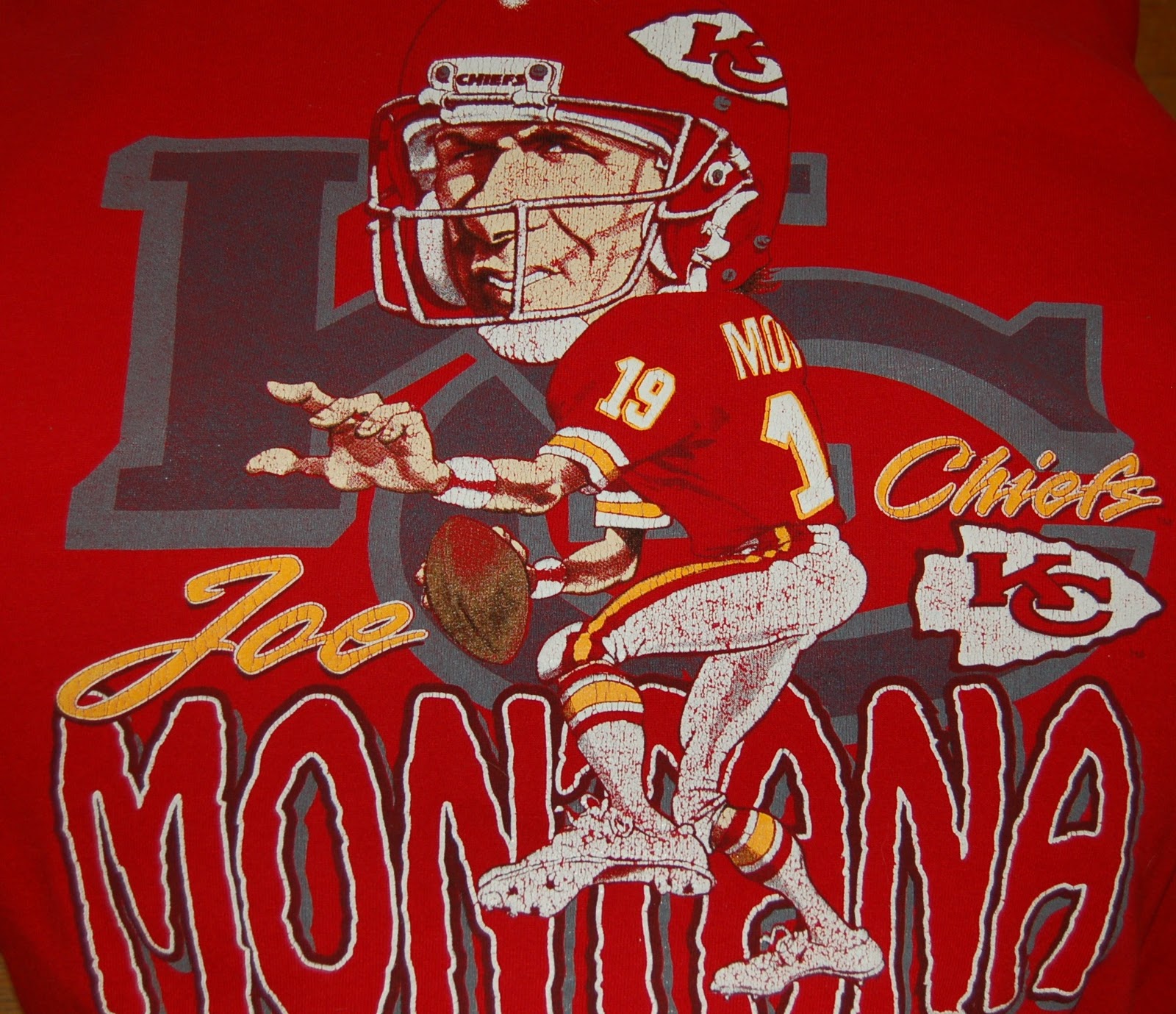 K City Relics Joe Montana Caricature KC Chiefs Sweatshirt XL