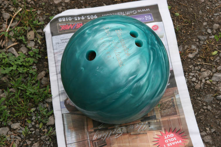 Eat Drink Paint • Kim Rempel Bowling Ball, Garden Gazing Ball
