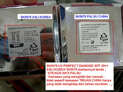 Cara membedakan bedak compact SKIN79 - diamond version ASLI KOREA dan PALSU CHINA