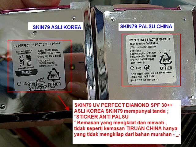 Cara membedakan bedak compact SKIN79 - diamond version ASLI KOREA dan PALSU CHINA