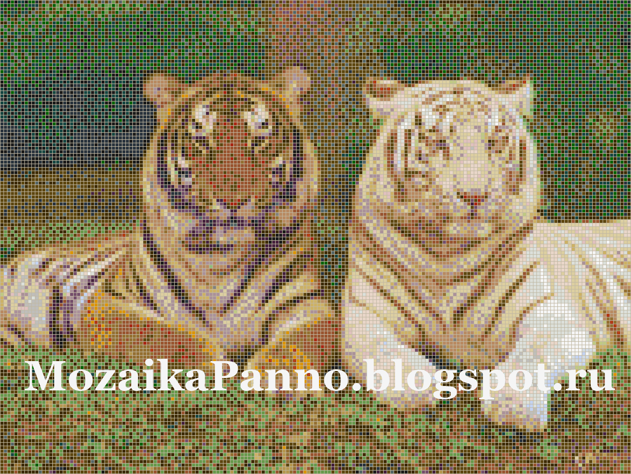 Картина из стеклянной мозаики «Белый тигр и серый тигр»
