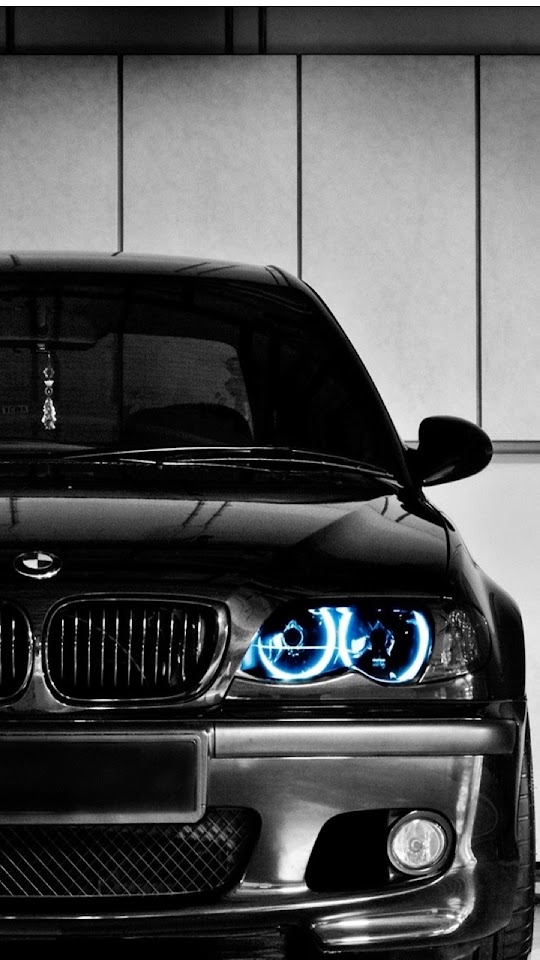 Black BMW Front Blue LED Android Wallpaper