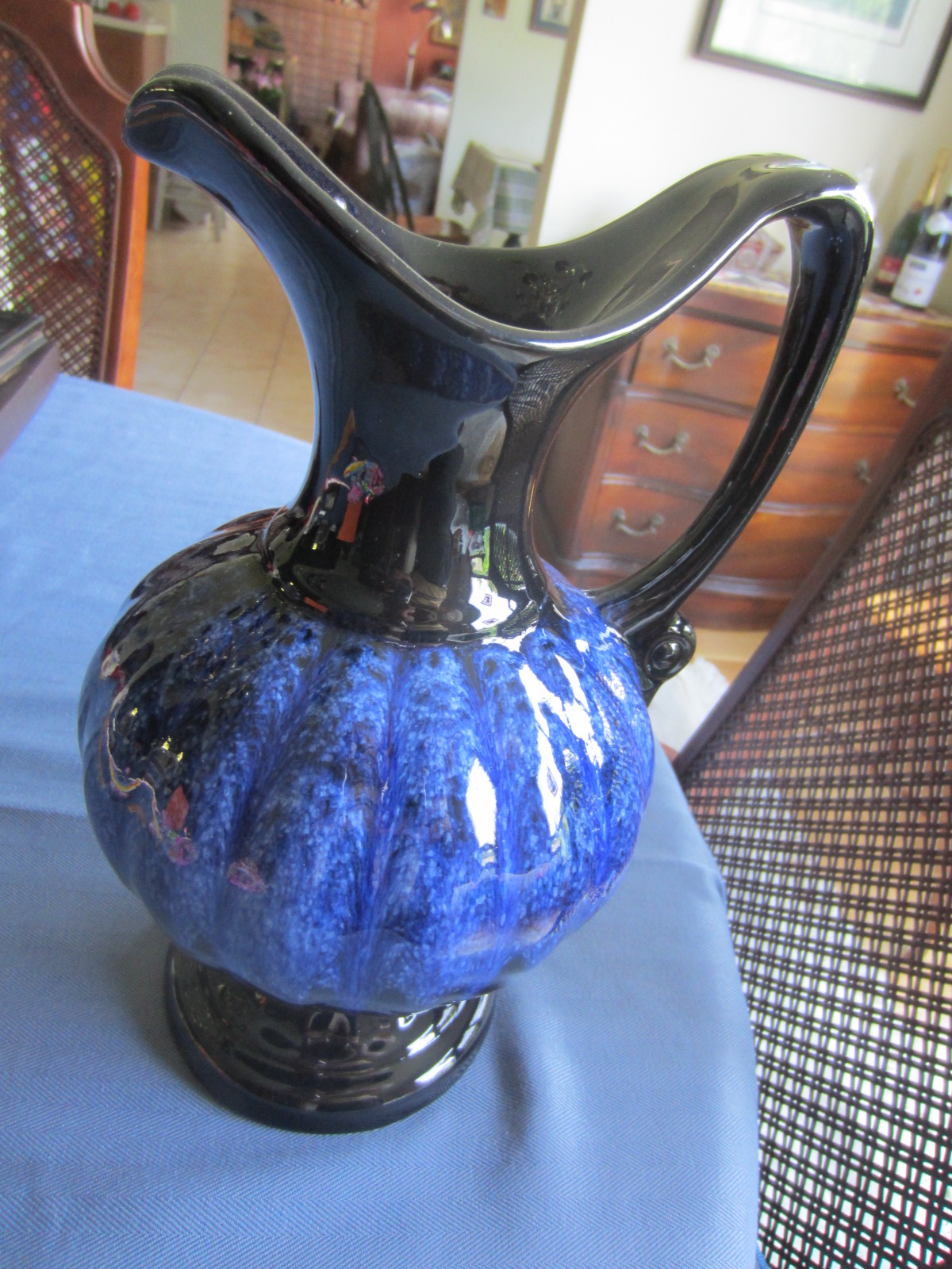 Evangeline Canuck Pottery Cobalt Blue and Black Pitcher ? Toronto
