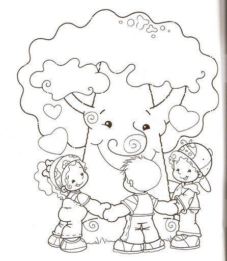 Dibujos Para Colorear Medio Ambiente Ninos Plantando Arbol Pictures