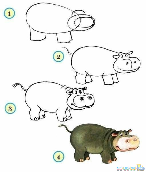 Drawing Simple Animal Hippopotamus pics Drawing Simple Animal Hippopotamus pics
