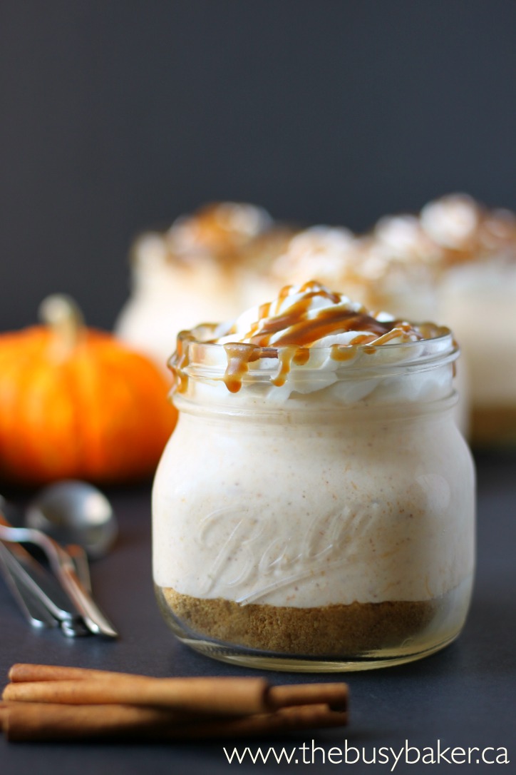NoBake Mason Jar Pumpkin Cheesecake The Busy Baker