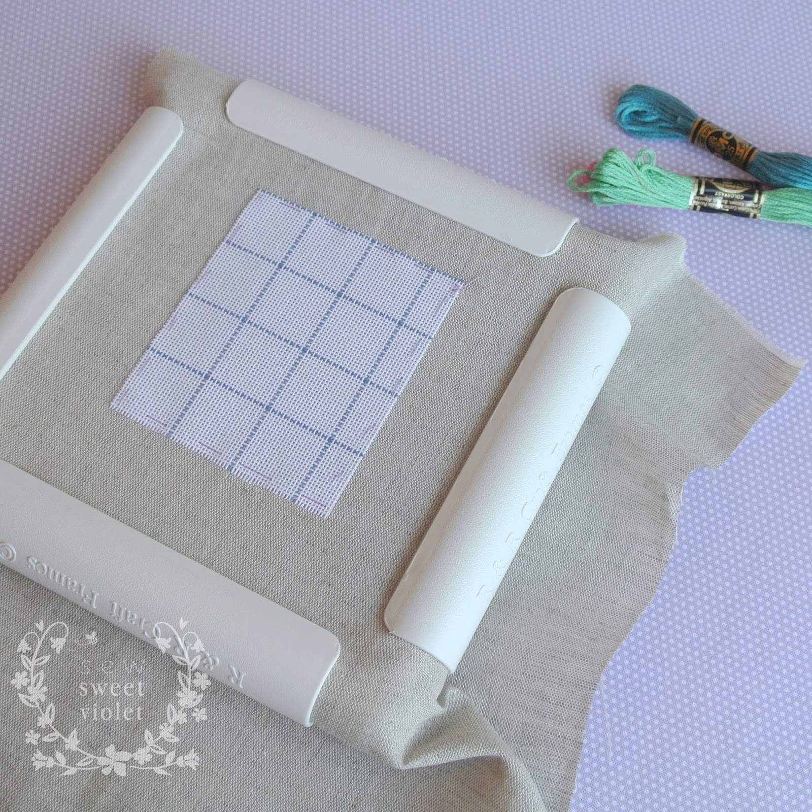 Sew Sweet Violet My first tutorial Cross stitching on linen