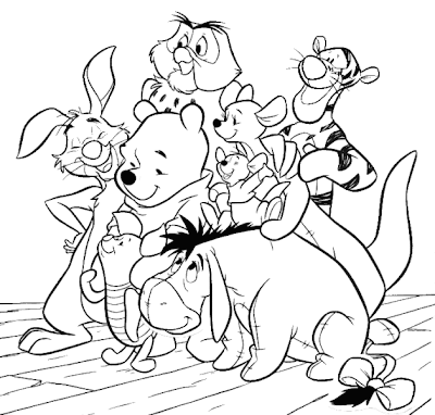 Winnie the Pooh and Gang Coloring Pages