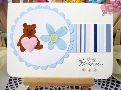 Handmade Card - Teddy Birthday Wishes in White