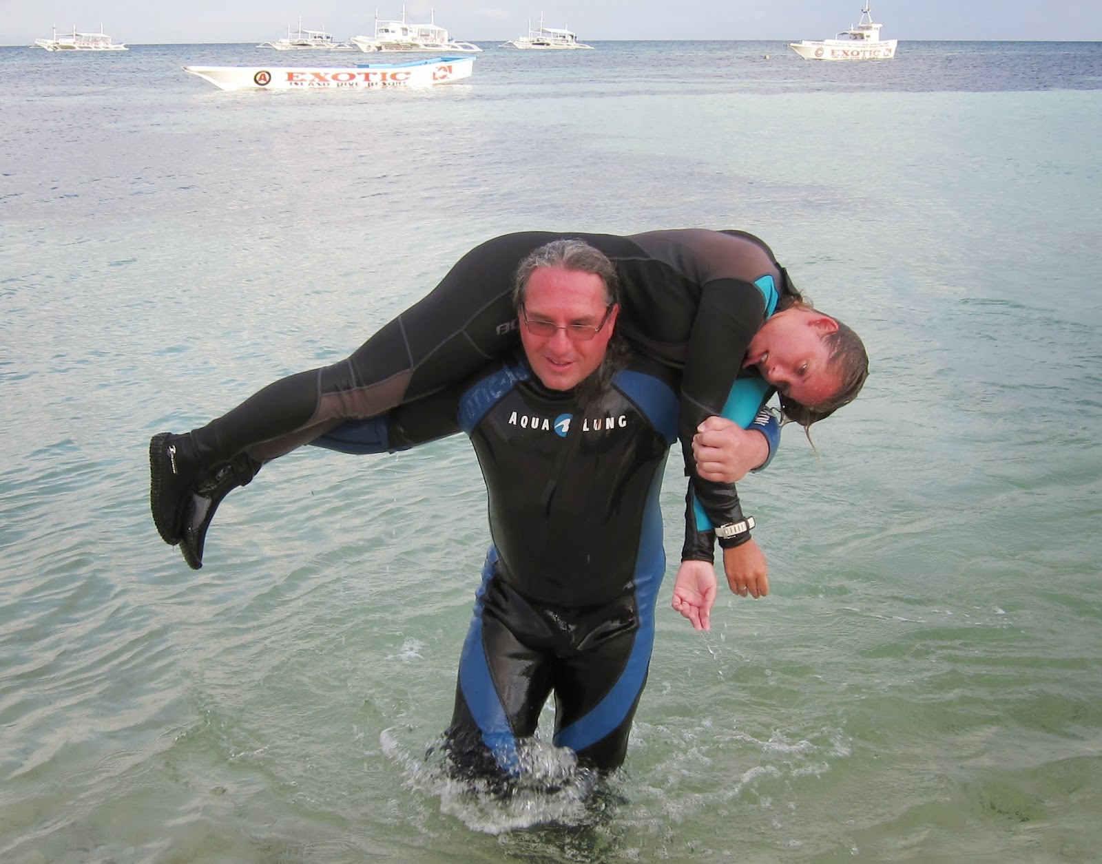 Step aside Hasselhof, Manfred is in town Manfred, PADI rescue diver student carries victim from the water in Malapascua Philippines