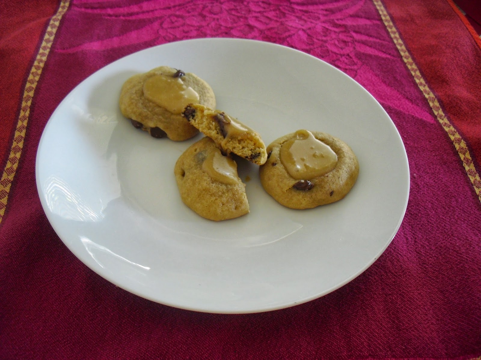 Thumbprint caramel filled chocolate chip cookies