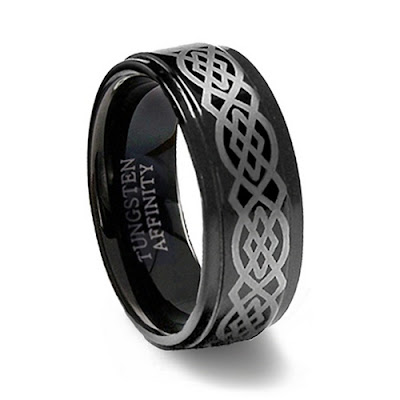 Black Tungsten Wedding Ring Celtic Design 8MM Width Size 13 Black Tungsten Wedding Ring Celtic Design 8MM Width Size 13
